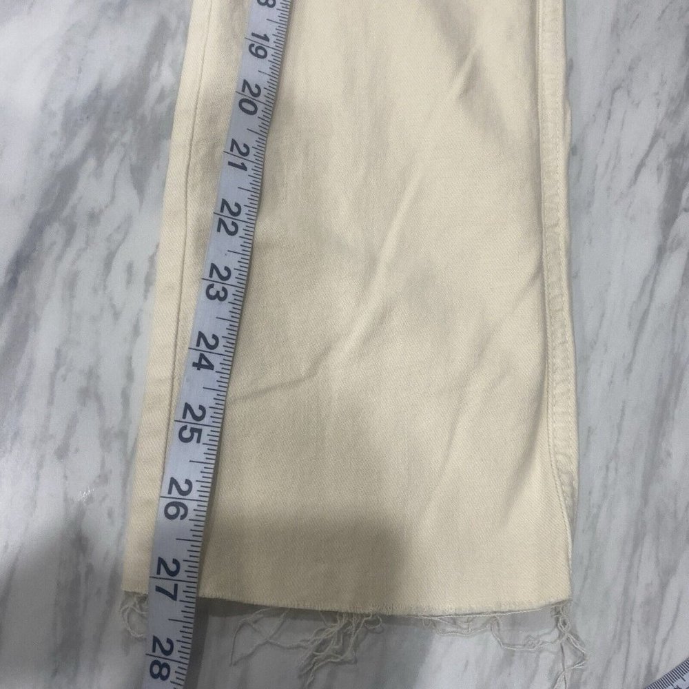 NWT Mother High Waisted Rascal Ankle Fray in Chalk It Up Ivory Stretch Jeans 30 - Picture 7 of 12